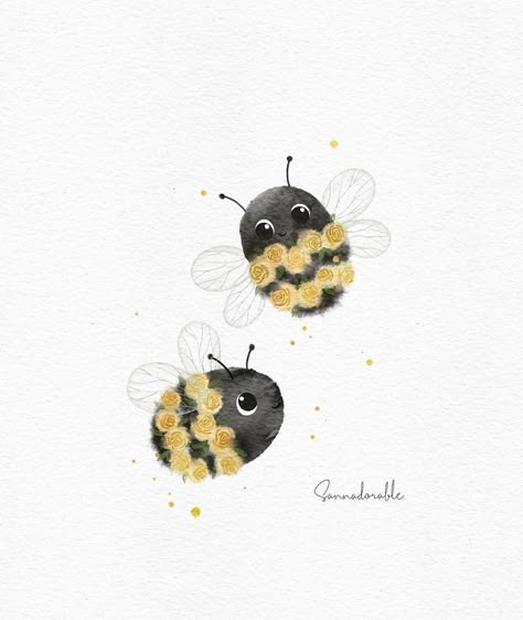 Bee Illustration, Baby Poster, Bee Art, Bee Theme, Watercolor Cards, Painting For Kids, Cute Illustration, Animal Paintings, Nursery Art