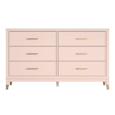 CosmoLiving by Cosmopolitan Westerleigh 6 Drawer 56.77" W Double Dresser | Wayfair Light Pink Dresser, Tall Closet, Girls Dresser, Girl Dresser, Pink Dresser, Summer Room, Closet Shelf, Cosmoliving By Cosmopolitan, Closet Shelves