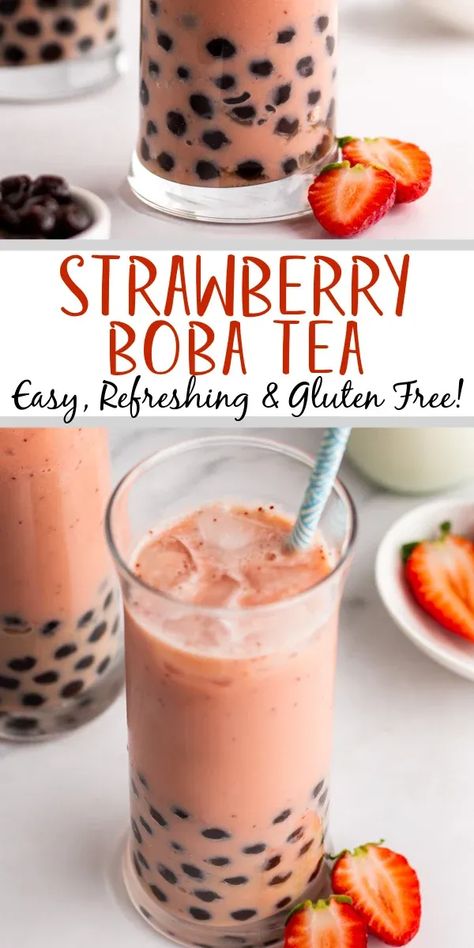 Boba Syrup Recipe, Boba Dessert Recipe, Coconut Boba Tea Recipe, Make Your Own Boba, Fruit Tea Boba Recipe, Boba Fruit Tea Recipe, Strawberry Boba Tea Recipe, Fruity Boba Drinks, Fruit Tea Boba