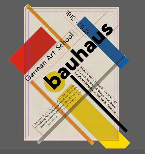 orange shapes Bauhaus Portfolio Design, Bauhaus Graphic Design Layout, Bauhaus Magazine Layout, Bauhaus Advertising, Bauhaus Book Design, Bauhaus Poster Design, Tribute Poster, Bauhaus Music Poster, Indesign Layout