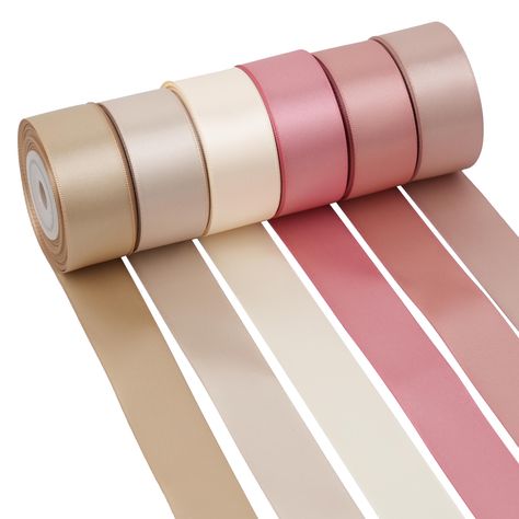 PRICES MAY VARY. 6 Colors Assortment: a set of silky ribbons coordinates of different pink and gold shades, including ivory, champagne, champagne gold, blush pink, rose gold and dusty rose, romantic and dreamy, ideal for daily, wedding and themed party diy crafts Size Reference: the satin ribbon is 1 inch wide and 10 yards long each roll, 6 rolls a set, total 60 yards, silky and stylish that every crafter would love it Quality Material: these satin ribbon rolls are made of high quality polyester Ribbon For Christmas Tree, Wedding Bouquet Ribbon, Satin Colors, Bouquet Ribbon, Gradient Light, Ribbon For Gift Wrapping, Ribbon For Gift, Pink Wedding Theme, Gold Wedding Theme