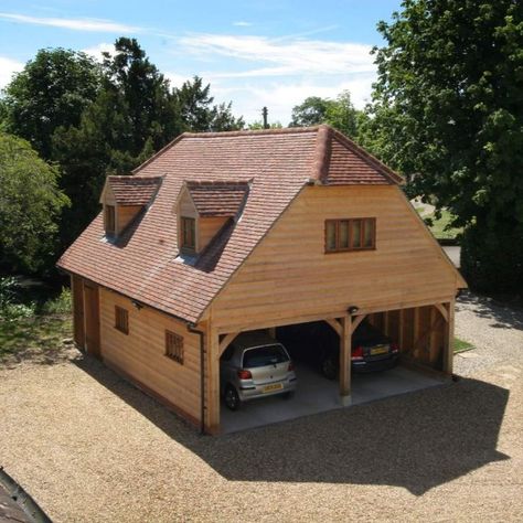 Oak Frame Garages Garage With Room Above, Garage Extension, Garage Designs, Shed Of The Year, Garage Guest House, Uk English, Rustic Home Interiors, Barn Garage, English Heritage