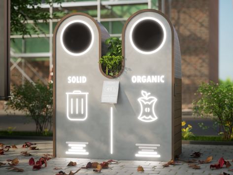 Public Smart Bin | Interaction Design Project Trash Bin Design Outdoor, Trash Bin Design, Trash Can Design, Bin Design, Office Bin, Urban Habitat, Public Space Design, Recycle Bin, Garbage Bin