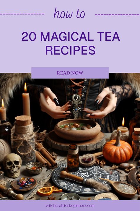 Unlock the secrets of enchanting brews with these 20 magical tea recipes perfect for budding witches and tea lovers alike! Infuse your Saturdays with uplifting blends that can lead to amazing serenity, better focus, and spiritual wellness. From soothing chamomile to invigorating peppermint, these recipes invite you to slow down, sip, and savor every moment. Celebrate Witchcraft with each delightful cup, boosting energy and opening paths. Discover the magic hidden in your teapot—plenty are waiting for you to craft your own witchy brews today! Witchy Tea Blends, Black Tea Blends Recipes, Witch Tea Recipes, Tea Magick Witchcraft, Witchy Food Recipes, Manifestation Tea, Magic Mushroom Tea, Herbal Crafts, Witchy Tea