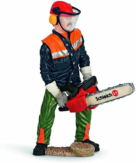 Amazon.com: Schleich Forestry Worker with Chainsaw : Schleich: Toys & Games Play Farm, Toy Barn, Farm Toys, Woodland Creatures, Ben 10, Kids Boxing, Wild Life, Red Shirt, Free Amazon Products