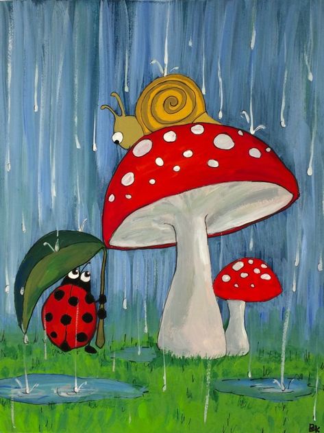 Drawing Ideas For Rainy Days, Drawing Of Rainy Day, Rainy Day Art For Kids, Rainy Day Drawing For Kids, Children Painting Ideas, Rainy Painting, Rainy Art, Painting For Kids Room, Rainy Day Painting