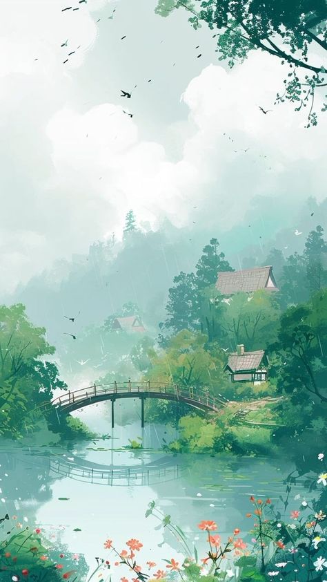 Ghibli Style Wallpaper, Free Wallpaper For Iphone, Background Lockscreen, Background Reference, Animes Emo, Studio Ghibli Background, Breathtaking Nature, Stunning Nature, Style Wallpaper