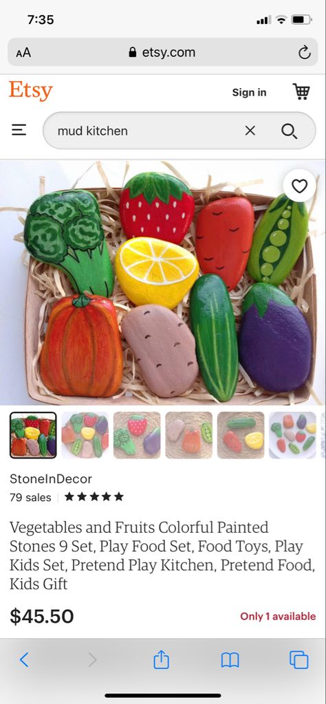 Rock Play Food, Painted Rock Food For Kids, Painted Rock Play Food, Rock Food For Mud Kitchen, Mud Kitchen Rock Food Diy, Mud Kitchen Food Stones, Painted Rocks For Mud Kitchen, Mud Kitchen Rocks, Mud Kitchen Rock Food