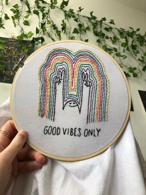 Yin And Yang Embroidery, Rock And Roll Embroidery, Pride Embroidery Shirt, Stitching Quotes, Lgbtq Embroidery, Embroidery Tshirt Ideas Design, Trippy Embroidery, Queer Embroidery, Positive Embroidery