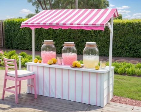 Lemonade Stand or Sweet Shop - Etsy Collapsible Lemonade Stand, Wooden Lemonade Stand, Cute Lemonade Stand Ideas, Lemonade Stand Aesthetic, Pallet Lemonade Stand, Fruit Stand Ideas, Lemonade Station, Cafe Booth, Coachella Party Ideas