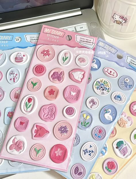 Sticker Sets Aesthetic, Blue Light Aesthetic, Cute Stationery School Supplies, Stationary Aesthetic, Stationary Stickers, Foam Stickers, Stationery Obsession, Pretty Stationery, Cute Stationary School Supplies