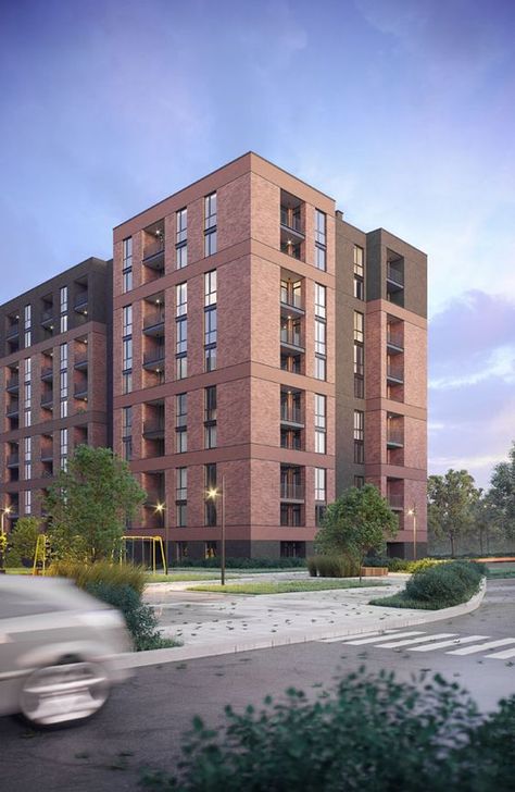 Red brick with inset balconies Red Brick Building, Social Housing Architecture, Facade Architecture Design, Public Architecture, Brick Architecture, Apartment Architecture, Brick Facade, Residential Complex, House Outside Design