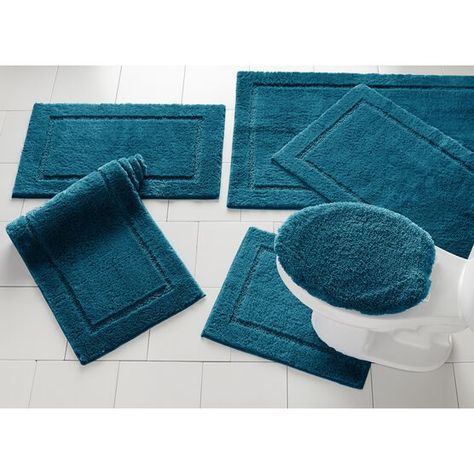 These beautiful, soft rugs feature a lowered inner border for texture and contrast. Choose from multiple sizes to fit all of your bath needs. Bright Blue Bathroom Rugs, Hotel Style Bathroom, Navy Blue Bath Rugs, Small Coastal Bathroom Mats & Rugs, Soft Rugs, Bath Runner, Blue Bathroom Bath Mats & Rugs, Navy Blue Bathroom Bath Mats & Rugs, Cotton Bath Mats