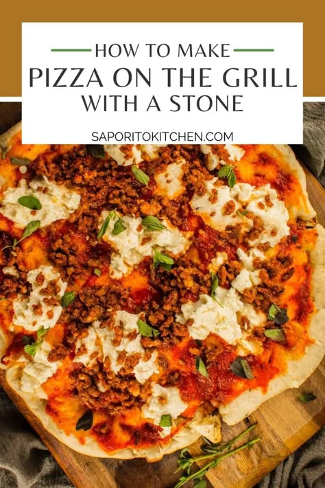 Pizza Stone Recipes, Pizza Night At Home, Easy Grilled Pizza, Grilled Pizza Dough, Grilling Pizza, Pizza On The Grill, Grilled Pizza Recipes, Best Pizza Dough, Best Homemade Pizza