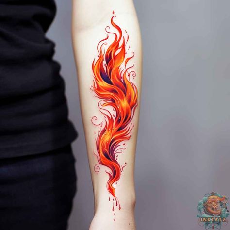 Unleashing the Fiery Passion: Exploring the Meanings and Symbolism of Fire Tattoos: 53 Designs - inktat2.com Rhombus Tattoo, Fire Tattoo For Women, Dragon Fire Tattoo, Fire Dragon Tattoo, Fire Sign Tattoo, Skin Doodles, Phoenix Tattoo Sleeve, Phoenix Feather Tattoos, Drake Tattoos