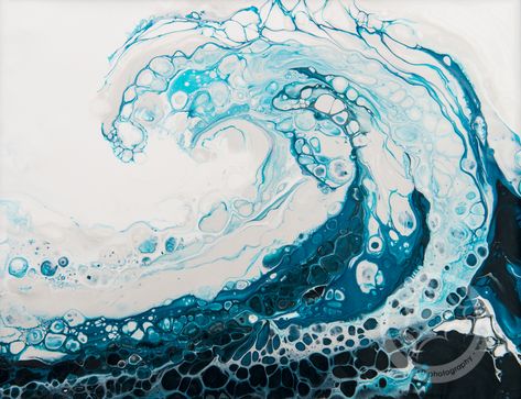 Ocean Wave Acrylic Pour! Abstract Ocean Painting, Ocean Waves Art, Ocean Waves Painting, Acrylic Pour Painting, Acrylic Pouring Art, Fluid Acrylic Painting, Wave Painting, Abstract Waves, Pouring Painting