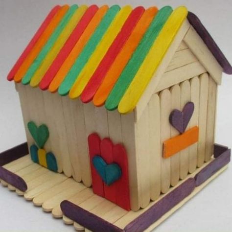 DIY Popsicle Stick Houses - Make Your Own Home - Kids Art & Craft Stick House, Ice Cream Stick Craft, Popsicle Stick Crafts House, Popsicle Stick Houses, Diy Popsicle Stick Crafts, Diy Popsicle, Popsicle Crafts, Ice Cream Stick, Creative Birthday Gifts