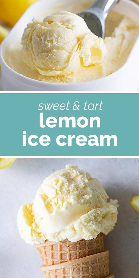 Tart and sweet and not lacking at all in lemon flavor, this Lemon Ice Cream is the perfect summertime citrus treat. #recipe #icecream #lemon #summer Lemon Ice Cream Recipe, Homemade Fruit Popsicles, Lemon Ricotta Cookies, Vegetarian Gluten Free, Lemon Ice Cream, Lemon Ice, Ice Cream Maker Recipes, Cheesecake Ice Cream, Fruit Kabobs