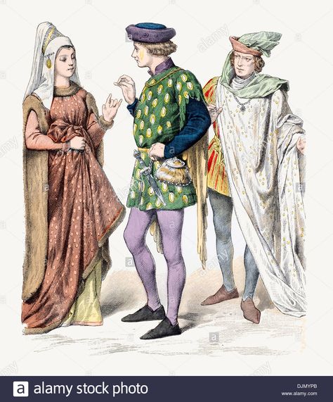 15th Century XV English costume of the Nobility Stock Photo 14th Century Fashion, 1400s Fashion, Canada Images, Century Clothing, Medieval Clothing, Medieval Knight, Photo Images, 15th Century, Historical Clothing