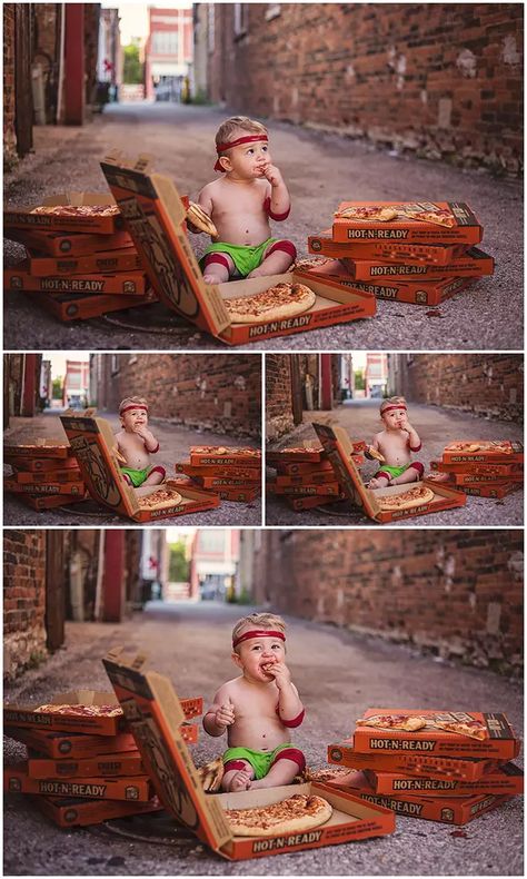 Messy Food, Cake Alternatives, Cake Smash Inspiration, Pizza Photo, Cake Smash Theme, Baby's 1st Birthday, Turtle Theme, Her First Birthday, Boy Photo Shoot