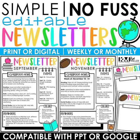 Kim Miller on Instagram: “You spend time each week crafting a beautiful newsletter. You include important details about what students are learning, upcoming events…” Tales Of A 4th Grade Nothing, Teacher Newsletter Template, Parent Teacher Relationship, Monthly Newsletter Template, Newsletter Template Free, Editable Newsletter Templates, Classroom Newsletter Template, Folder Templates, Classroom Newsletter