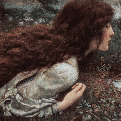 Classical Woman Painting, Renesainse Aesthetic, Medieval Woman Painting, Renessaince Painting Woman, Medieval Paintings Women, Lyra Core, Medieval Woman Aesthetic, Edward Robert Hughes, Robert Hughes