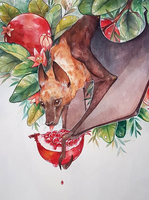 Bat Art, Fruit Bat, Spooky Tattoos, Creature Artwork, Mobile Photo, Animal Sketches, Sketchbook Art Inspiration, Painting Style, Art Sketchbook