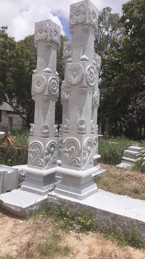 Temple stones Temple Stone Design, Temple Pillar Designs, Stone Carving Sculpture, Temple Work, Indian Stone, Temple Drawing, Foam Carving, Temple India, Ganpati Decoration At Home