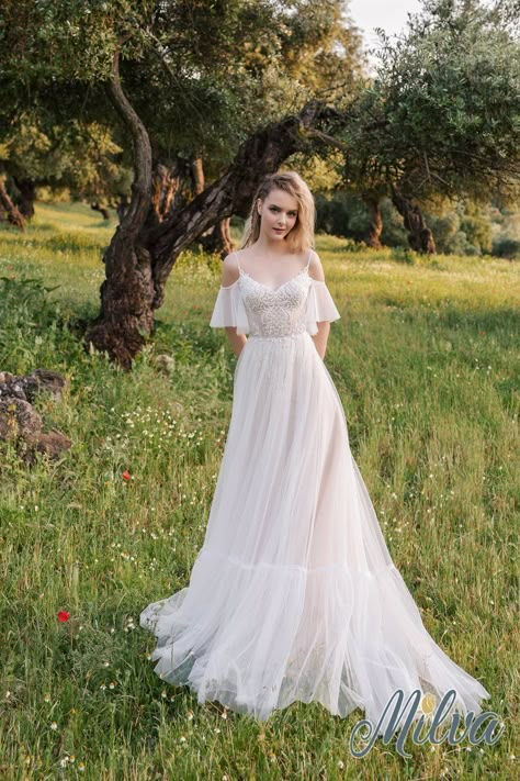 Wedding Dress Inspiration - Milva Simple Hippie Wedding Dress, Folklore Inspired Wedding Dress, Simple Fairy Wedding Dress, Pixie Wedding Dress, Folklore Wedding Dress, Feminine Summer Fairy Wedding Dress, Flowy Wedding Dress Whimsical, Sleeveless Fairycore Wedding Dress, White Fariy Dress