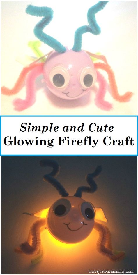 Glowing Firefly Craft for kids: make a firefly that really lights up using a plastic egg; lightning bug craft Lightning Bug Craft, Glow Stick Games, Lightning Bug Crafts, Insect Project, Camping Vbs, Firefly Craft, Fireflies Craft, Camping Preschool, Bug Craft