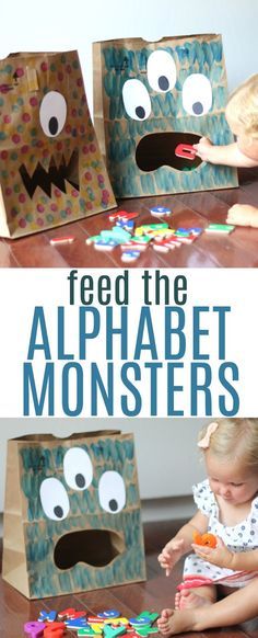 Educational Toddler Activities, Monster Activities, Alphabet For Toddlers, Letter Recognition Activities, Toddler Classroom, Toddler Education, Games For Toddlers, Toddler Play, Toddler Learning Activities