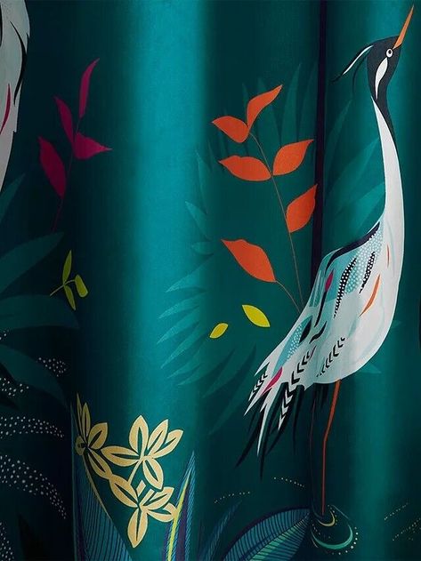 Sara Miller Heron Pair Lined Eyelet Velvet Curtains W229 x Drop 229cm - Teal A 5021253202664 | eBay Teal Curtains, Sara Miller, Teal Bedroom, Curtain Headings, Christmas Dining Room, Childrens Lighting, Eyelet Curtains, Curtains Width, Types Of Curtains