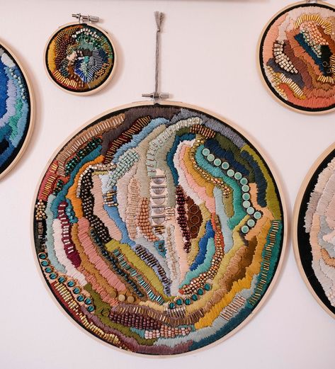 A Stitch In Time • sosuperawesome: Abstract Embroidery Art, by Eden... Embroidery Art Modern, Embroidery Business, Embroidery Modern, Large Embroidery, Knots Guide, Abstract Embroidery, Fashion Embroidery, Embroidery Stitch, Needlepoint Designs