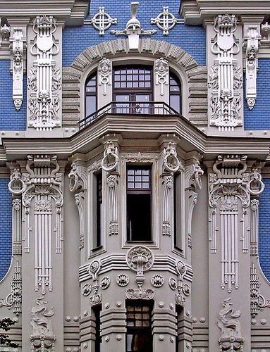 Jugendstil/Art Nouveau, Riga, Latvia Architecture Antique, Nouveau Architecture, Neoclassical Architecture, Art Nouveau Architecture, Riga Latvia, Baroque Architecture, Art Deco Architecture, Architecture Exterior, Facade Design