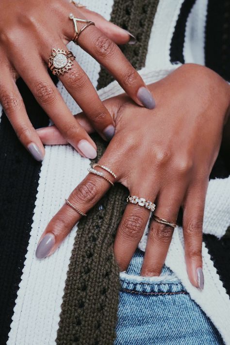 A Lot Of Rings On Hand, Curated Rings, Rings 2023 Trends, How To Style Rings On Both Hands, How To Wear Multiple Rings, How To Wear Rings On Both Hands, Multiple Rings On Hand, Everyday Timeless Tarnish-resistant Stackable Rings, Gold And Silver Rings Mixed On Hand