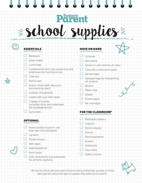 SEP15 - Back to School Checklist[2][1] School Supplies Checklist Highschool, School Subject Colors, 5th Grade Supply List, School Stationery List Middle School, Grade 12 School Supplies List, 6th Grade Supply List, Grade 9 School Supplies List, How To Look Nice At School, School Needs List