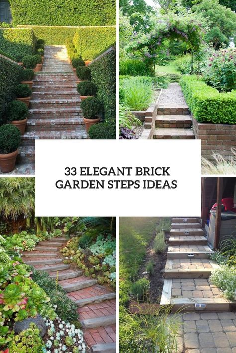 Elegant Brick Garden Steps Ideas Patio Block Steps, Brick Paver Steps, Dog Friendly Garden, Paver Steps, Patio Blocks, Garden Pavers, Brick Steps, Natural Swimming Ponds, Brick Garden