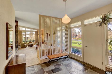 Mid Century Entryway, 1960s Home Remodel, Entry Floor, Palm Springs Houses, Clad Home, 1960s Home, Modern Homes For Sale, Ranch Style Home, Frozen In Time