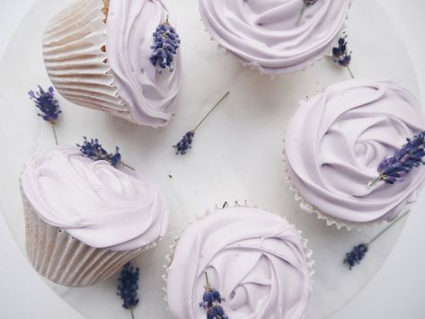 Lavender Cakes, Lavender Dessert, Edible Lavender, Chocolate Orange Cupcakes, Lavender Cupcakes, White Chocolate Cupcakes, Lavender Cookies, White Chocolate Recipes, Lavender Cake