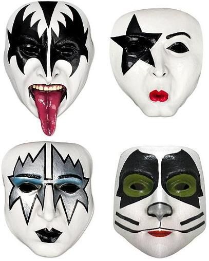 Rock Band Makeup, Kiss Band Makeup, Kiss Halloween Costumes, Band Makeup, Half Masks, Kiss Rock Band, Halloween Kiss, Kiss Costume, Rock Makeup