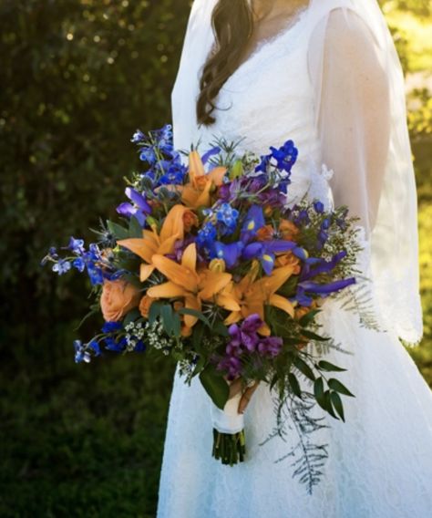 Colorful Lily Bouquet, Tiger Lily Bridal Bouquet, Orange Tiger Lily Bouquet, Orange Lily Wedding Bouquet, Tiger Lily Wedding Bouquet, Iris Wedding Flowers, Iris Wedding Bouquet, Tiger Lily Bouquet, Lilies Purple