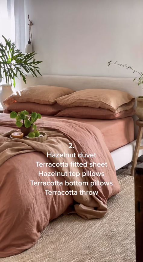 Sheet And Comforter Color Combos, Bedding Colour Scheme, Earth Tone Room, Dusty Rose Bedding, Small Room Design Bedroom, Rose Bedding, Sleep Sanctuary, Bedroom Decor Design, Condo Living