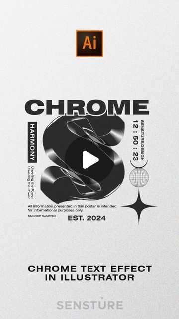 Sandeep Yajurvedi | Logo & Brand Designer on Instagram: "Chrome Text Effect In Illustrator  Save It For Later 🏷️ Visit YouTube Channel For More Illustrator Tutorials . . #illustration_daily #illustrationtutorial #illustratortutorial #illustrationcolors #illustratorsoninstagram #illustration #illustrator #logo #logos #logoinspiration #logocolor #logodesign #color #graphicdesign #graphicdesigntutorial #graphics #graphicdesigner #tutorial #learnillustrator #sensture #pattern  #tools #illustratortools #logoinspirations #tutorial #ai" Chrome Text Graphic Design, 3d Text Effect Illustrator Tutorial, Text Effect Illustrator Tutorial, Chrome Effect Illustrator, Illustrator Type Tutorials, Illustrator Text Effects Tutorials, Chrome Design Graphic, Illustrator Effects Tutorial, Illustrator Text Tutorials