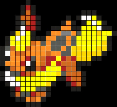 Flareon Perler Perler Bead Pattern / Bead Sprite Eeveelutions Perler, Flareon Pokemon, Hama Beads Pokemon, Pokémon Perler, Pokemon Perler, Pokemon Cross Stitch, Pokemon Bead, Pokemon Sprites, Pixel Art Pokemon