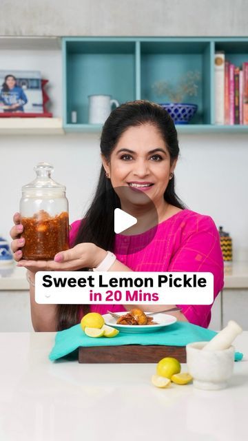 MasterChef Pankaj Bhadouria on Instagram: "Sweet Lemon Pickle in 20 Mins    An Instant Sweet Lemon Pickle in 20 minutes which is very good for digestion and is made without using any oil! And the best part, it stays good for months! Check out the Full Recipe Pinned in the Comments below!  #sweetlemonpickle #lemonpickle #pickling #pankajbhadouria #pickle  #recipe #recipes #easyrecipes #lemons #nimbukaachar #sweetlimepickle #food   Sweet Lemon Pickle Preparation Time: 10 minutes Cooking Time: 10 min Makes: 750- 800g   Ingredients:   500g lemons 4 tbsp lemon juice 1 cup sugar 1 tbsp black salt 1 tbsp red chili powder 2 tbsp salt 1/4 tsp ajwain 1 tbsp fennel seeds 1 tsp hing 1 tbsp fenugreek seeds   Method: Pressure cook the lemons with ½ cup water for 1 whistle. Cool completely. Drain the lem Lemon Pickle Recipe Indian, Pankaj Bhadouria, Lemon Pickle Recipe, Indian Pickle Recipe, Good For Digestion, Carom Seeds, Lemon Pickle, Lime Pickles, Pickle Recipe