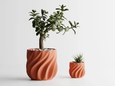 Planters for 3D Printers | Collection - MakerWorld Designer Homes, Contemporary Planters, Indoor Planter, Decorative Planters, Air B And B, Indoor Plant Pots, Organic Plants, Planter Pots Indoor, Modern Round