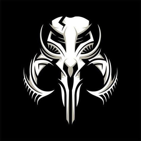 Mandalorian Mythosaur, Mandalorian Skull, Mandalorian Tattoo, Mythosaur Skull, Boba Fett Art, Star Wars Silhouette, Star Wars Symbols, Star Wars Decal, Mandalorian Cosplay