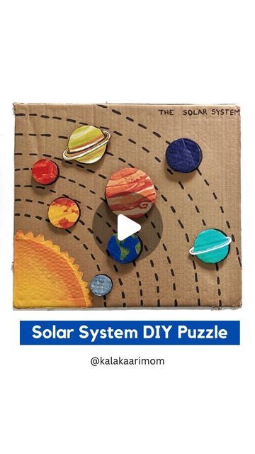 Planets DIY Cardboard Puzzle Cardboard Solar System, Diy Solar System Project, Solar System Projects For Kids, Diy Solar System, Cardboard Play, Solar System Model, Space Solar System, Cardboard Puzzle, Solar System Projects