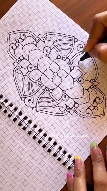 Easy Paper Airplane, Henna Mandala Design, Grid Mandala, Make Paper Plane, Mandala Sketch, Instagram Layouts, Doodle Art For Beginners, Easy Mandala Drawing, Graph Paper Drawings