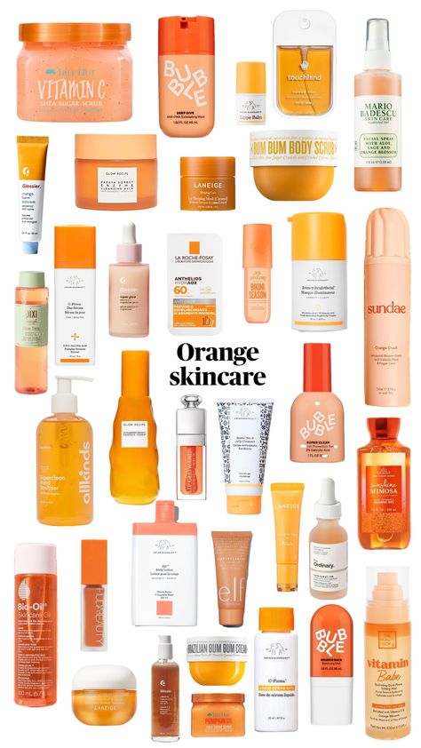 #skincare #orangeskincare #orange #products #fyp #foryoupage #popular #timelapse Orange Skincare, Orange Products, Papaya Sorbet, Super Glow, Balm Dotcom, Facial Spray, La Roche Posay, Facial Skin Care, Body Scrub